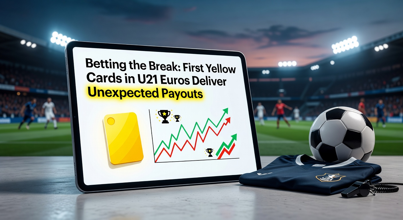 Players clashing during a U21 Euros match, referee reaching for yellow card