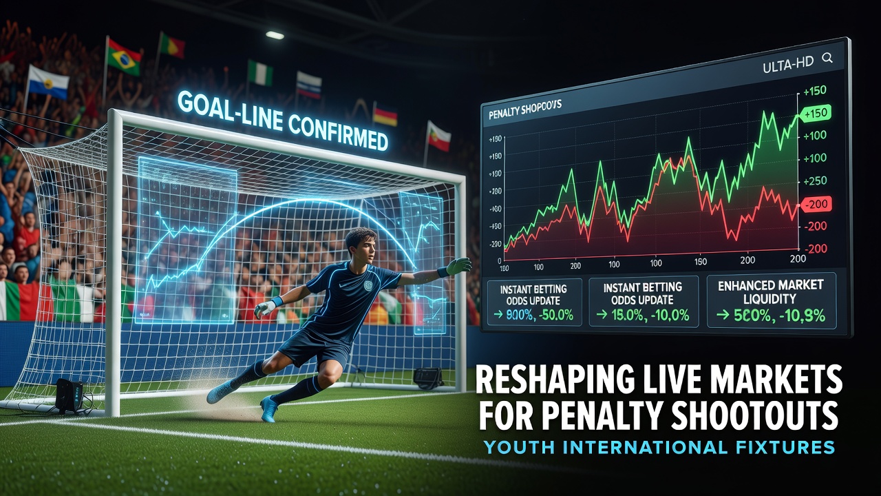 Goal line technology sensor installation on a football goalpost during a youth international fixture