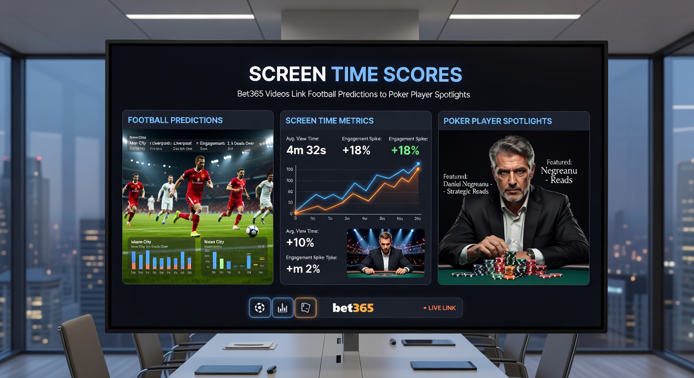Close-up of a Bet365 poker player spotlight segment integrated into a football prediction video, highlighting screen time score metrics