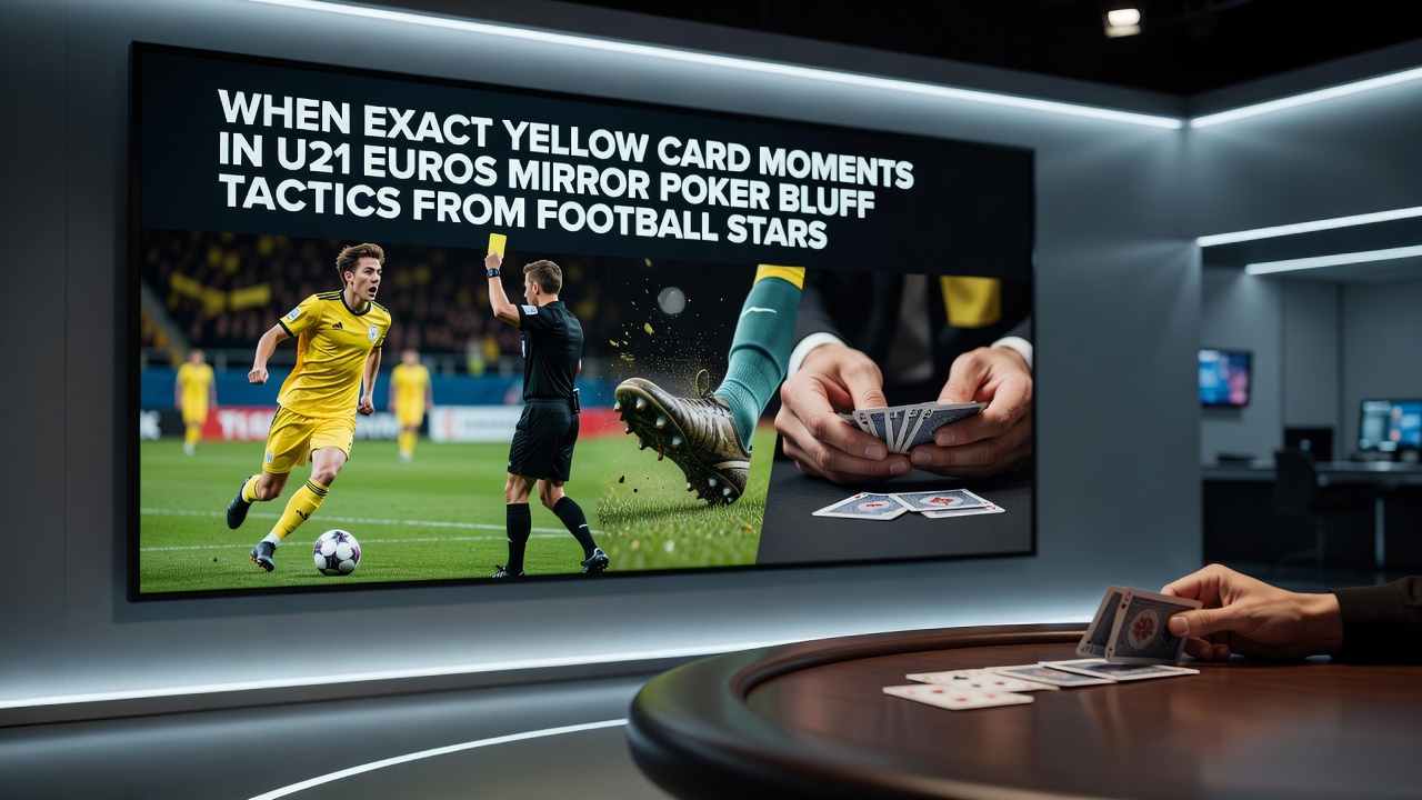Football star at a poker table illustrating bluff tactics that parallel on-pitch yellow card decisions