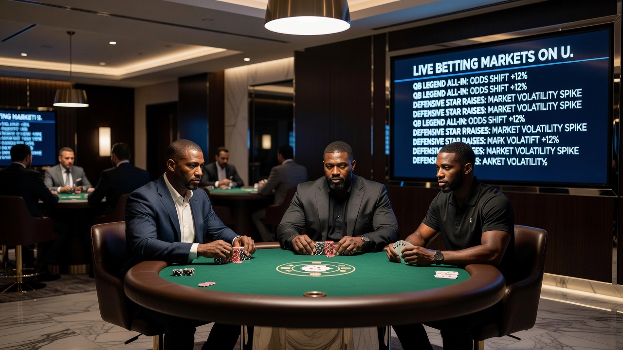 Live betting interface showing U21 Euros odds with poker chips and football elements overlaid